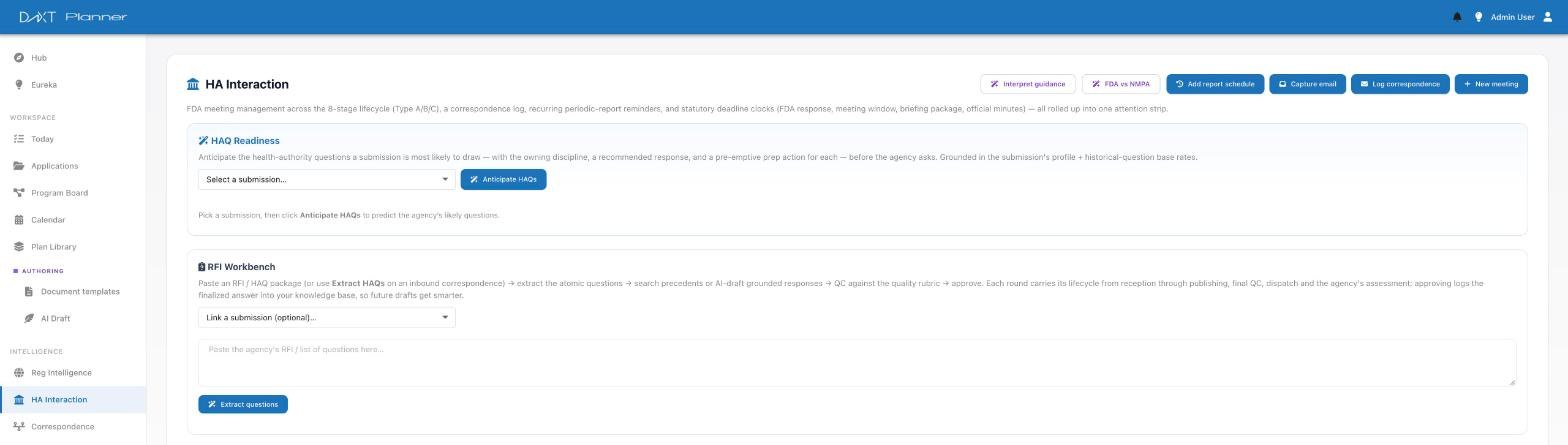 DnXT Planner health authority interaction workbench