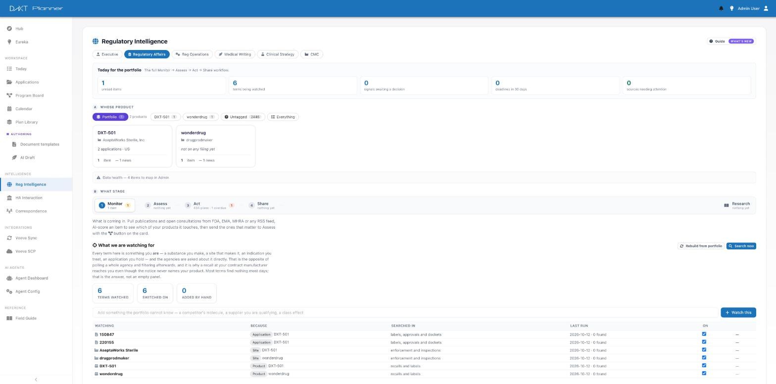 DnXT Planner regulatory intelligence watching your products