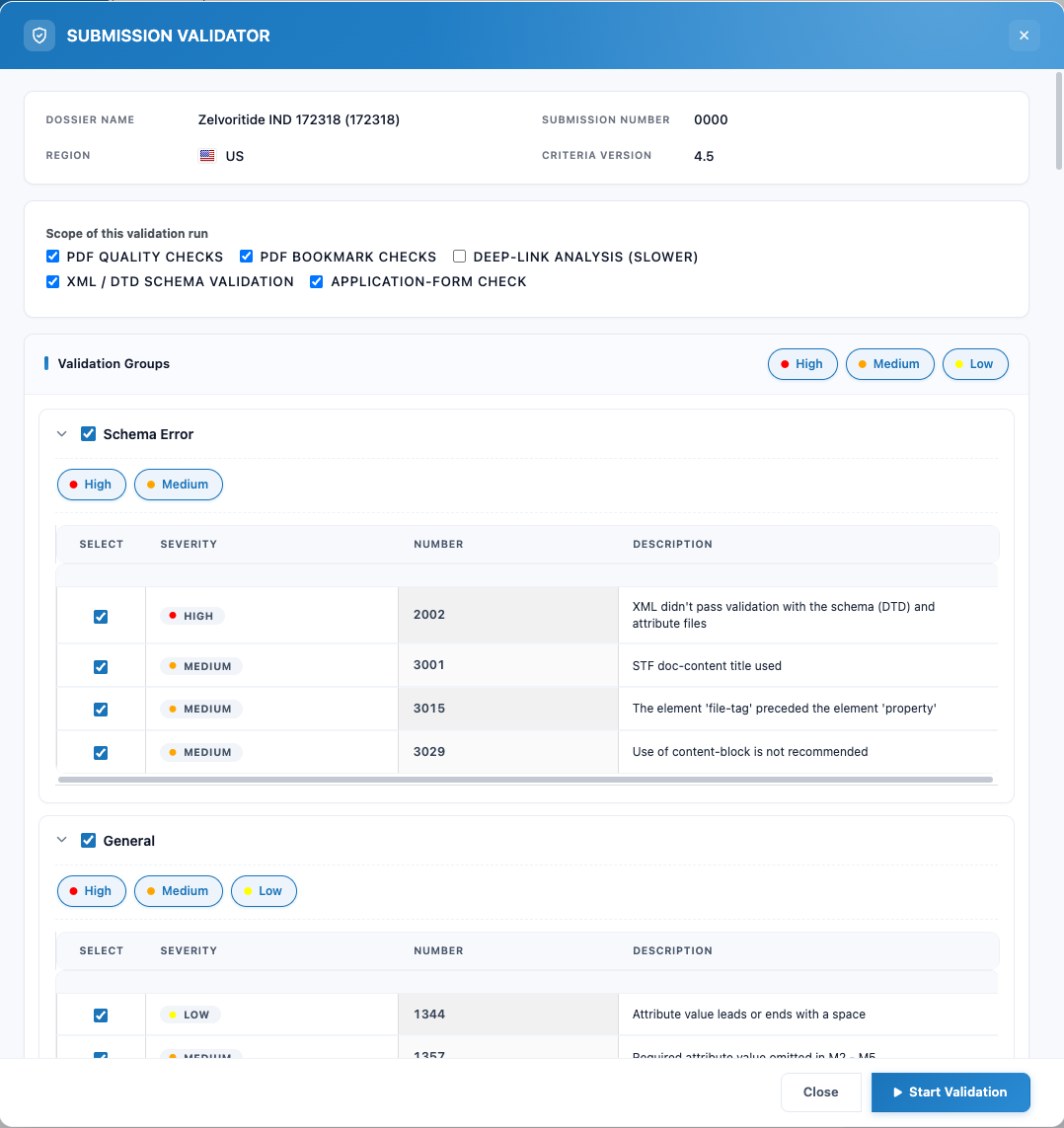 DnXT Publisher Submission Validator with FDA validation criteria by severity